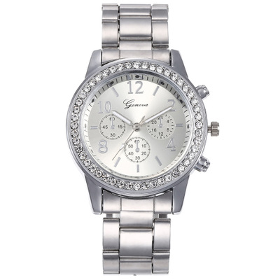 2021 High quality Women Watch Luxury Fashion Diamond crystal Studded Steel Three Eyes Quartz Watch Watch for women