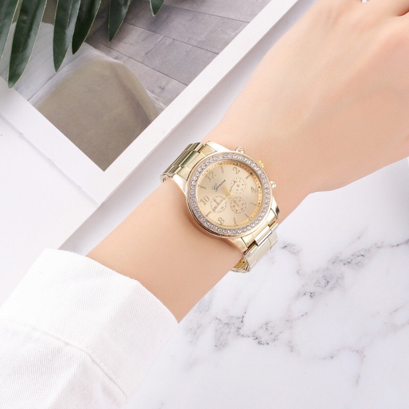 2021 High quality Women Watch Luxury Fashion Diamond crystal Studded Steel Three Eyes Quartz Watch Watch for women