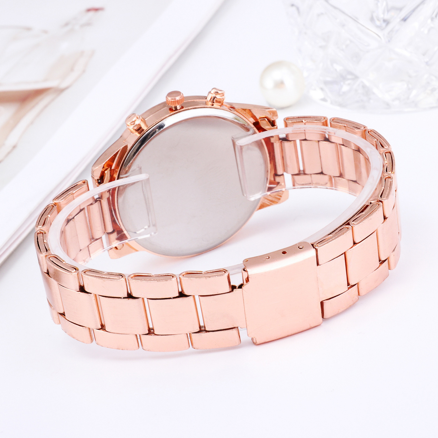 2021 High quality Women Watch Luxury Fashion Diamond crystal Studded Steel Three Eyes Quartz Watch Watch for women