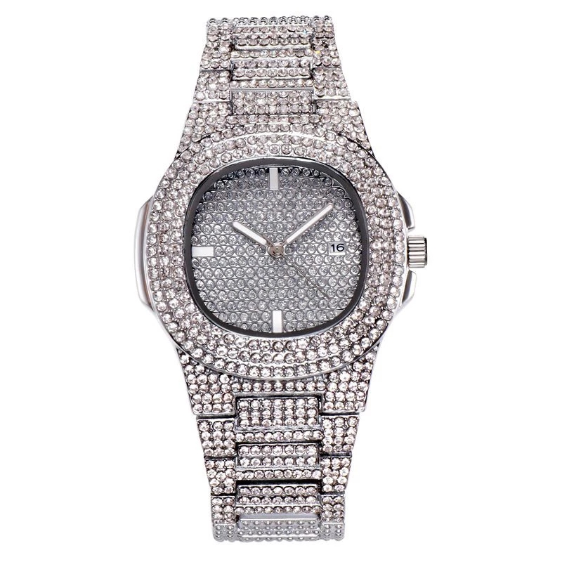 2021 High quality quartz watch Fashion Square Diamond Steel Band Watch calendar wristwatch women's Watch