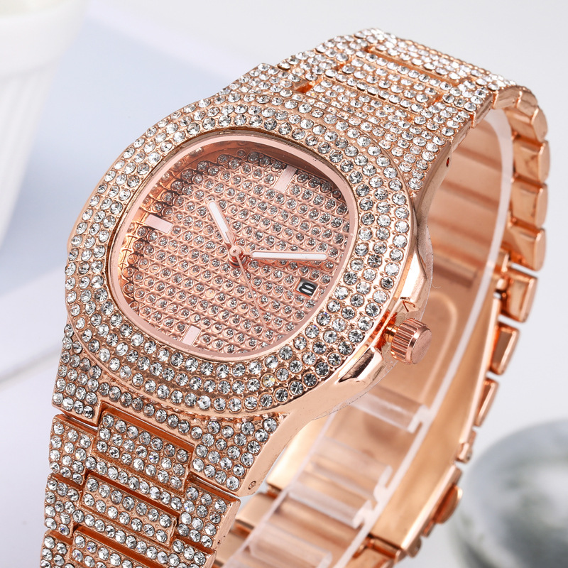 2021 High quality quartz watch Fashion Square Diamond Steel Band Watch calendar wristwatch women's Watch