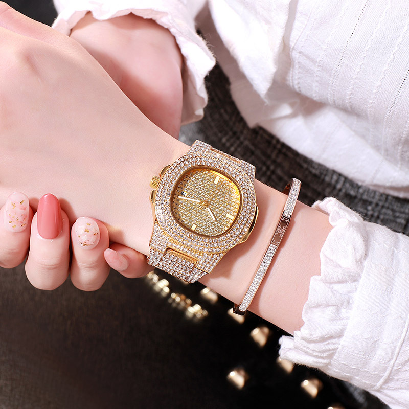 2021 High quality quartz watch Fashion Square Diamond Steel Band Watch calendar wristwatch women's Watch