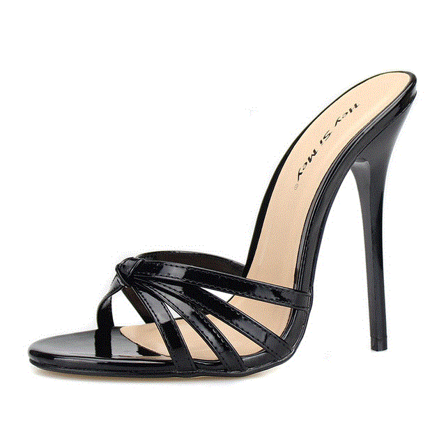 2021 High quality Summer Women Mules High Heels Slippers Outdoor Sandals Women Black Red Fashion Shoes