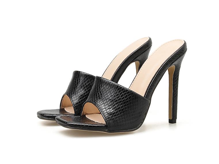 2021 High quality New Fashion Design Square Toe High Heel Mules Slippers  Summer Fashion White Dress Shoes Women