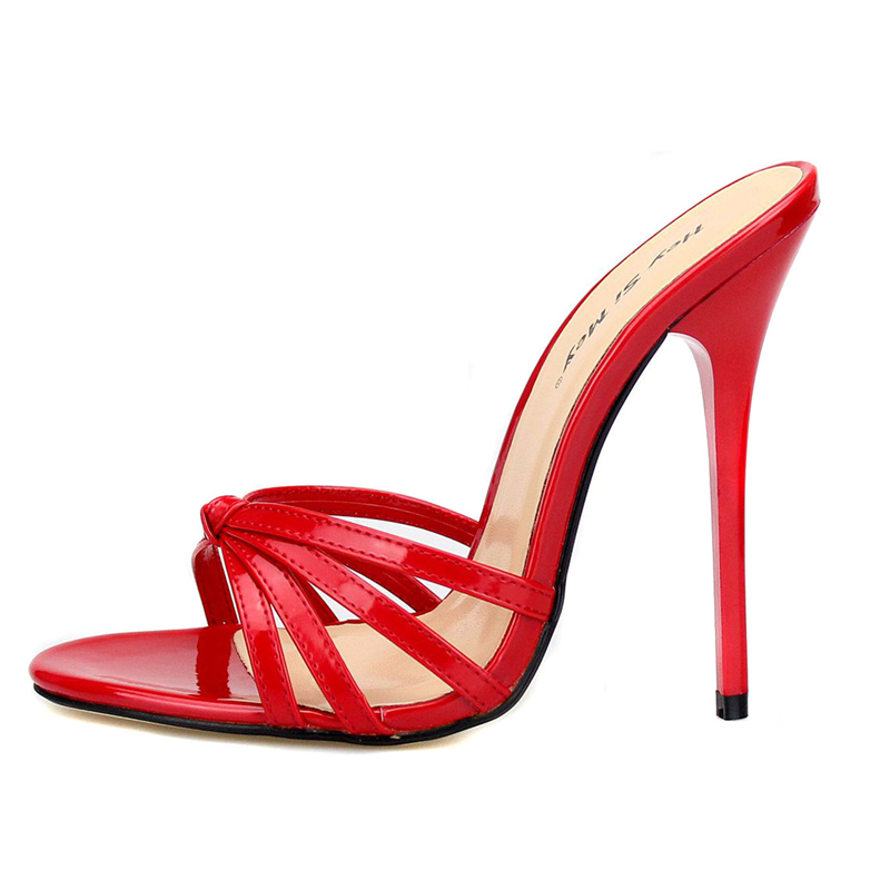 2021 High quality Summer Women Mules High Heels Slippers Outdoor Sandals Women Black Red Fashion Shoes