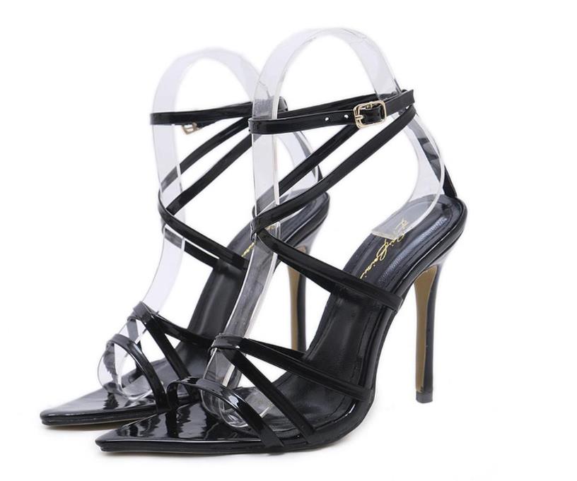 2021 High quality High Quality Narrow Band Womens Sandals Pointed Peep Toe Thin High Heels Sexy Summer Ladies Shoes