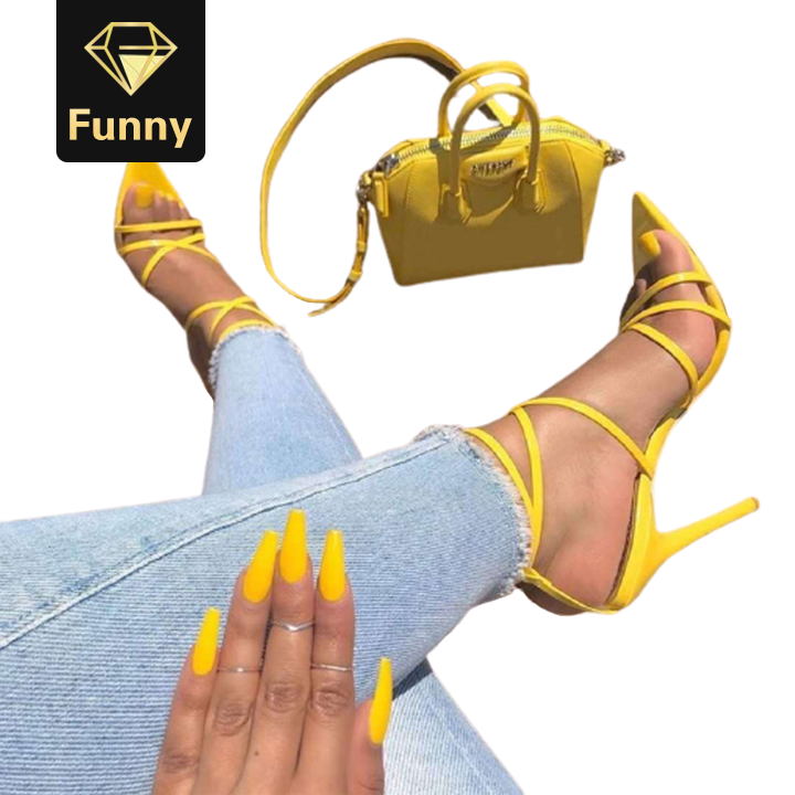 2021 High quality High Quality Narrow Band Womens Sandals Pointed Peep Toe Thin High Heels Sexy Summer Ladies Shoes