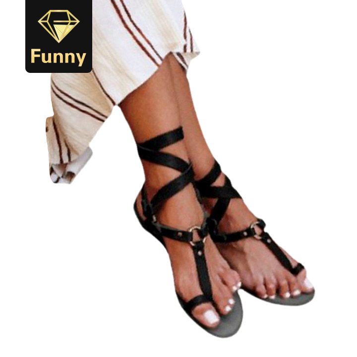 2021 High quality summer Women cross-strap flats open-toe fashion casual buckle women's sandals