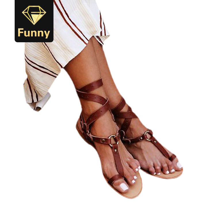 2021 High quality summer Women cross-strap flats open-toe fashion casual buckle women's sandals