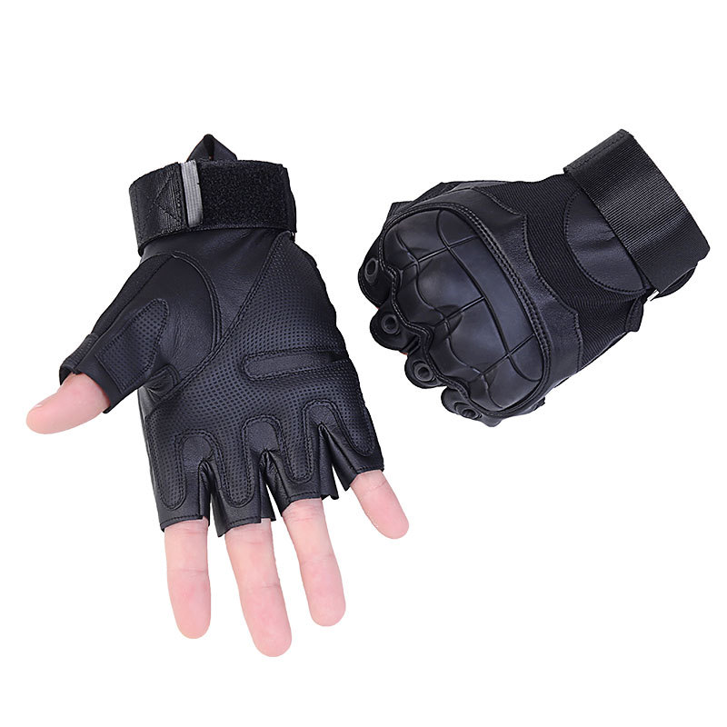 2021 High quality PU Motorcycle Half Finger Glove Motorbike Hard Knuckle Fingerless Riding Biker