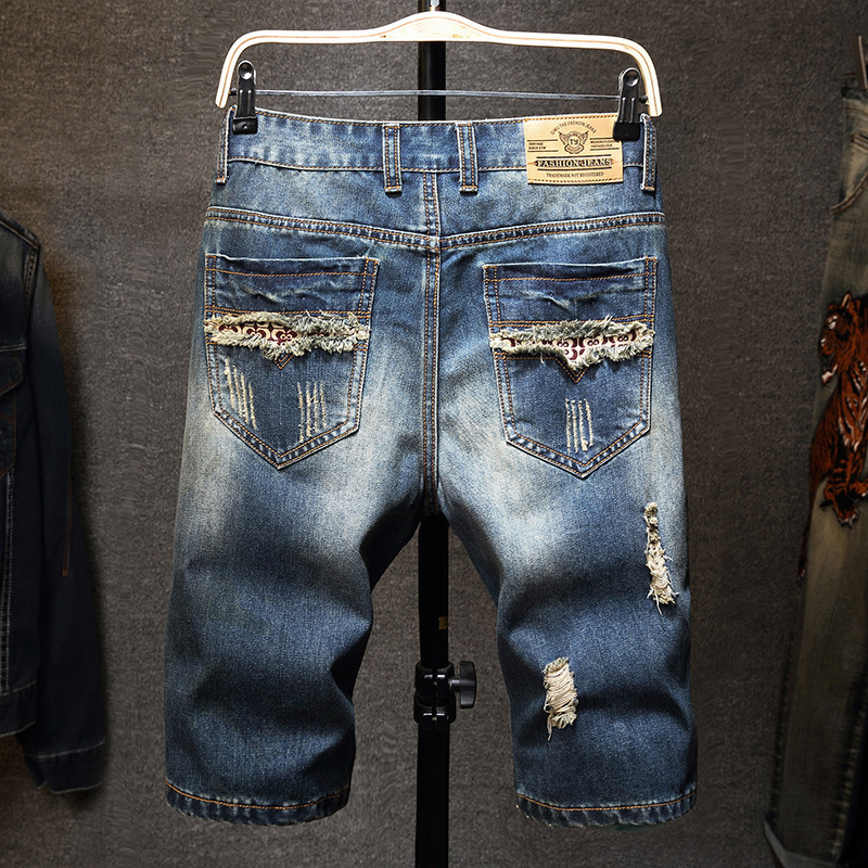 2021 High quality Summer New Men's Ripped Short Jeans Streetwear Big Hole Fashion Slim Denim Shorts Clothes