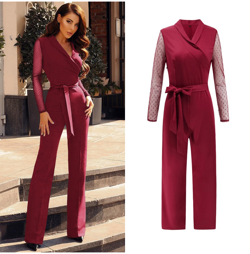 2021 High quality Fashion Long Sleeve Patchwork Elegant Jumpsuit Women Body Femme Bodycon Jumpsuits One Piece Tops