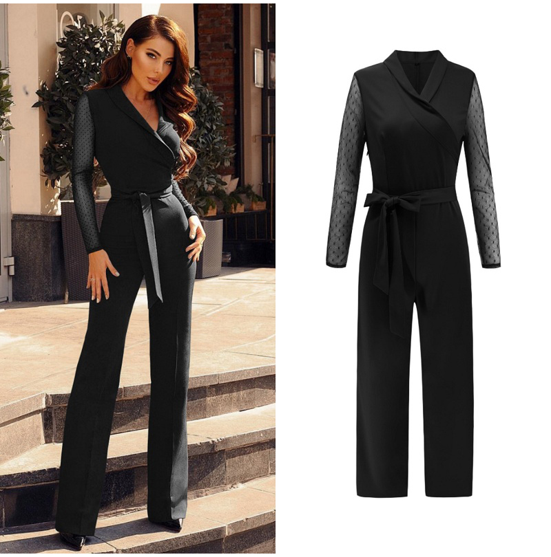 2021 High quality Fashion Long Sleeve Patchwork Elegant Jumpsuit Women Body Femme Bodycon Jumpsuits One Piece Tops