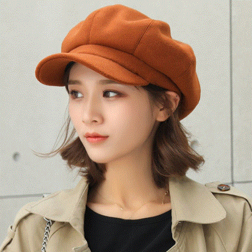2021 High quality Women Solid Plain Octagonal Newsboy Cap Men Ladies Casual Wool Hat Winter Beret Women Painter Cap