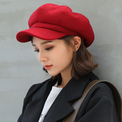 2021 High quality Women Solid Plain Octagonal Newsboy Cap Men Ladies Casual Wool Hat Winter Beret Women Painter Cap