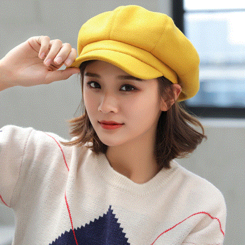 2021 High quality Women Solid Plain Octagonal Newsboy Cap Men Ladies Casual Wool Hat Winter Beret Women Painter Cap