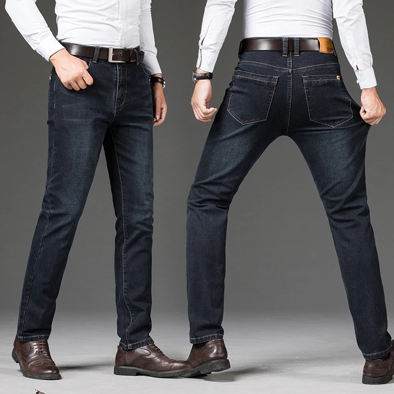 2021 High quality Men High Quality Trousers Soft Mens Pants Winter Thick Jean Fashion Big size
