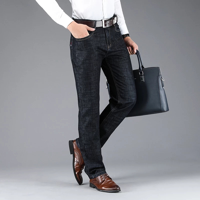 2021 High quality Business Jeans Fashion Casual Primary Color Slim Fit Small Straight Male Trousers Denim Pants