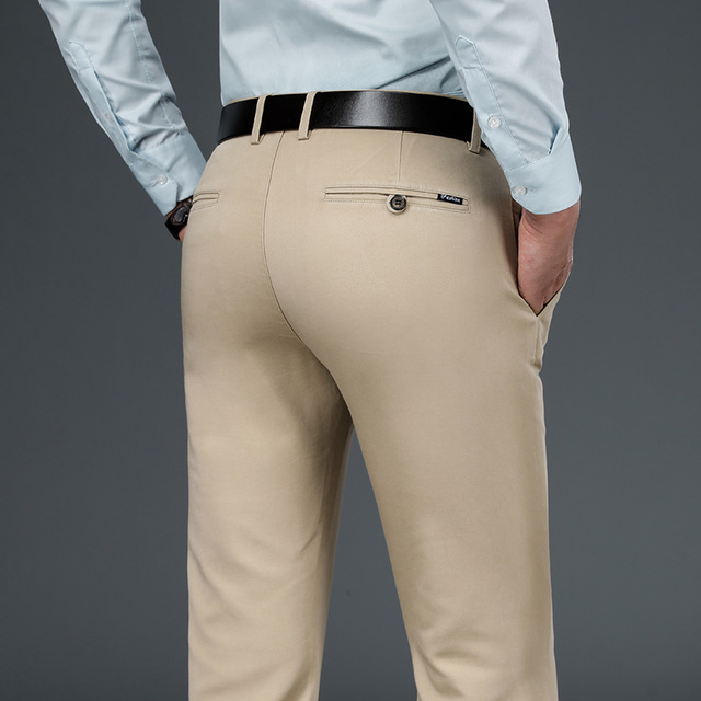 2021 High quality Spring New Men's Bamboo Fiber Business Casual Pants Classic Style Fashion Stretch Cotton Trousers
