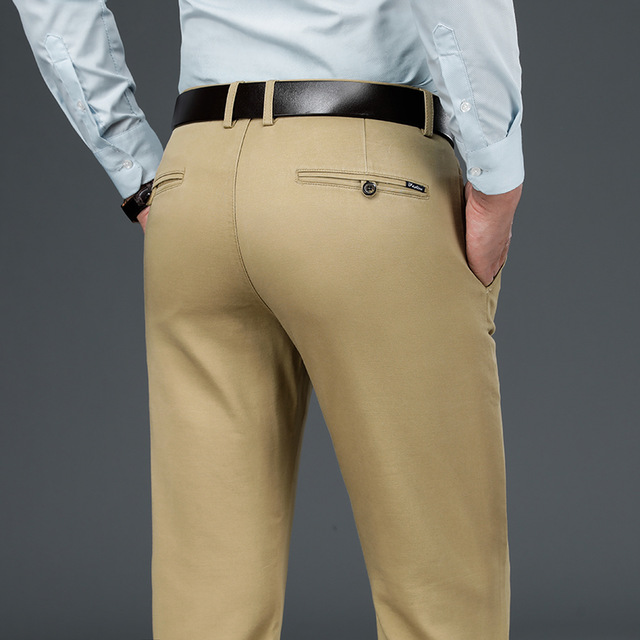 2021 High quality Spring New Men's Bamboo Fiber Business Casual Pants Classic Style Fashion Stretch Cotton Trousers