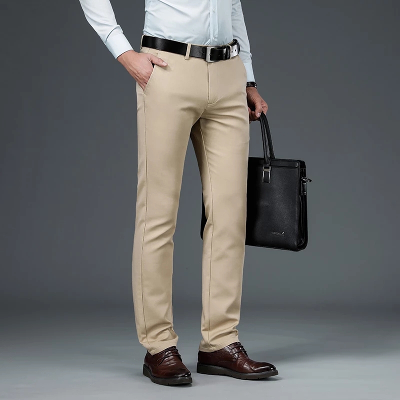 2021 High quality Spring New Men's Bamboo Fiber Business Casual Pants Classic Style Fashion Stretch Cotton Trousers