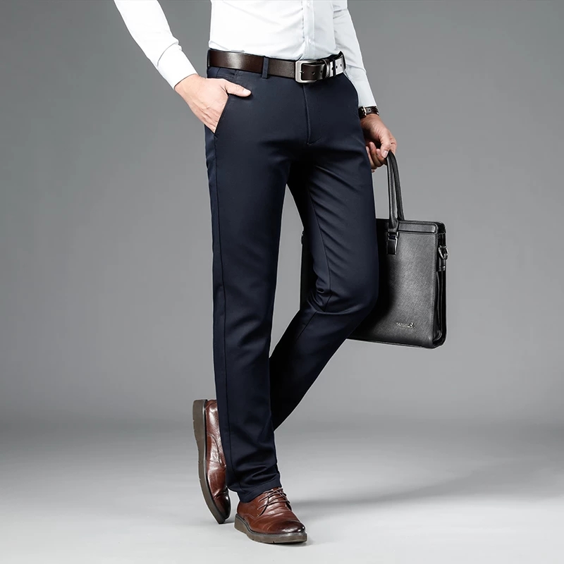 2021 High quality Spring New Men's Bamboo Fiber Business Casual Pants Classic Style Fashion Stretch Cotton Trousers