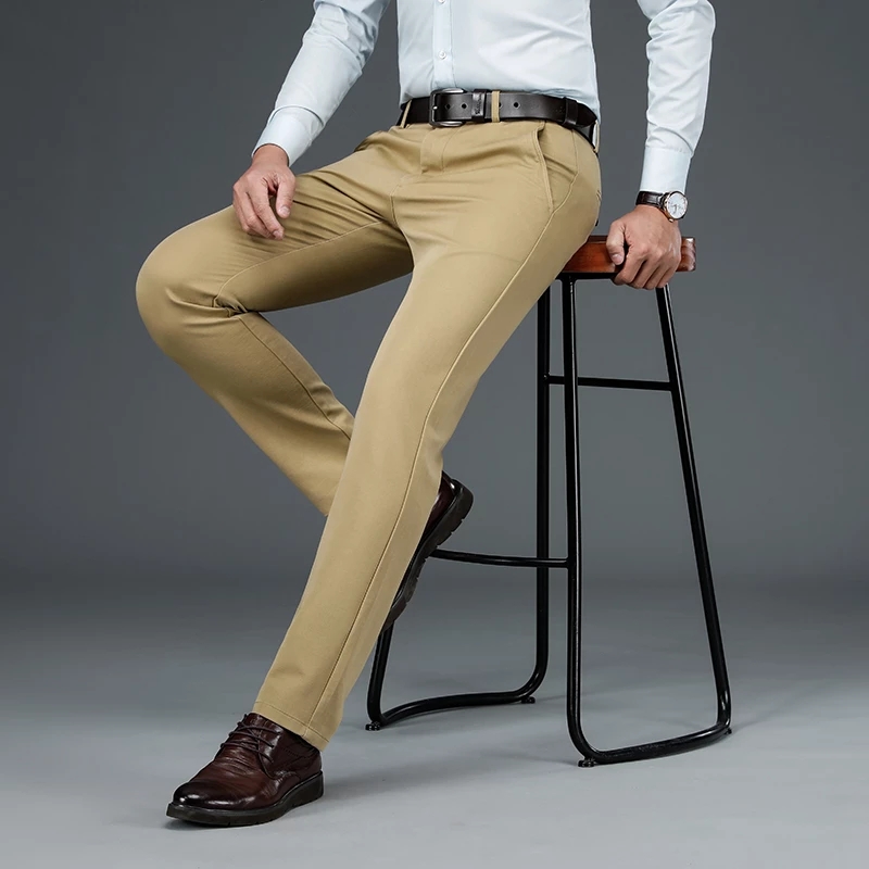 2021 High quality Spring New Men's Bamboo Fiber Business Casual Pants Classic Style Fashion Stretch Cotton Trousers