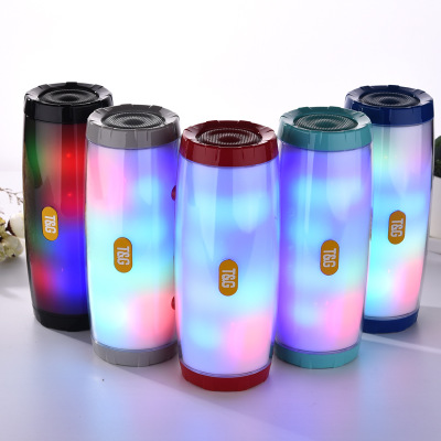 2021 High quality Portable Speaker Stereo Column Flash LED Light Subwoofer Wireless Outdoor Bluetooth Accessories