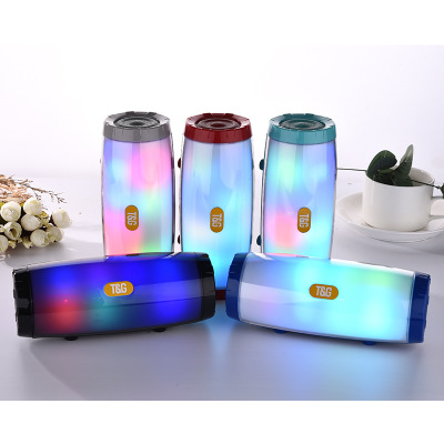 2021 High quality Portable Speaker Stereo Column Flash LED Light Subwoofer Wireless Outdoor Bluetooth Accessories