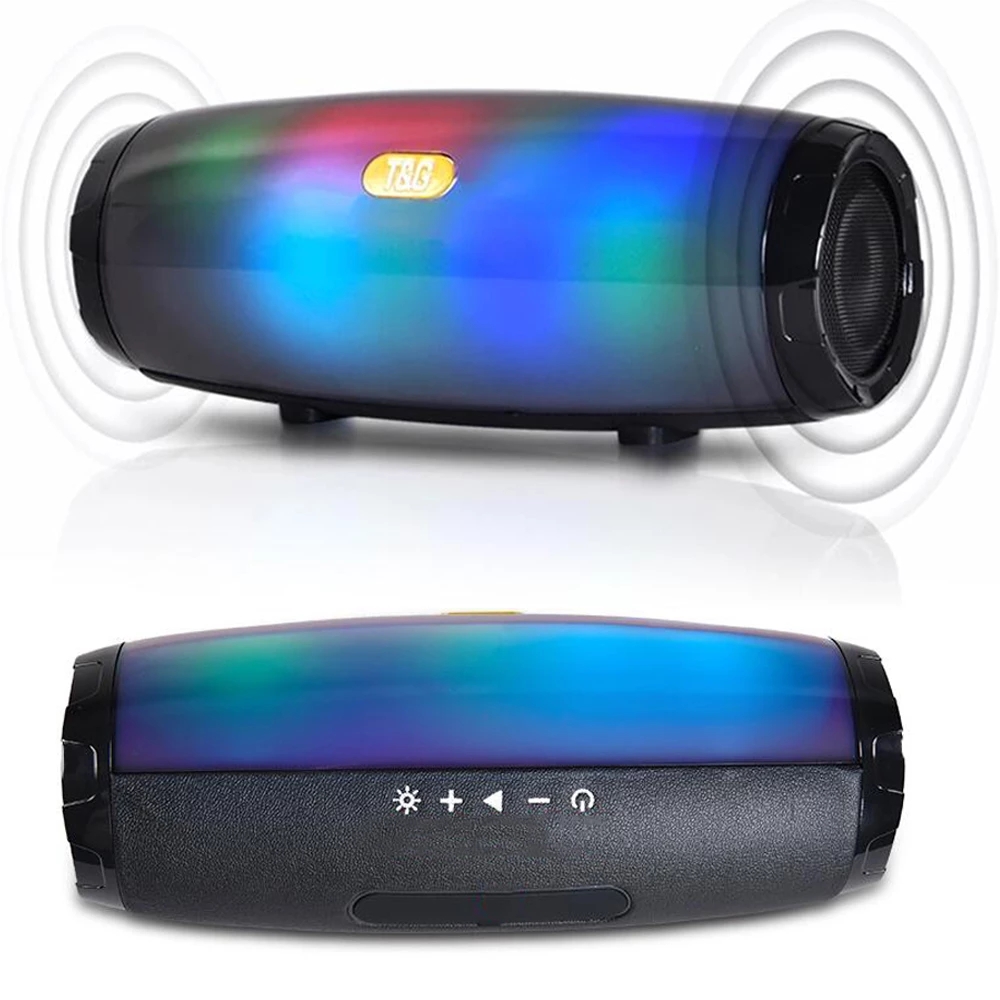 2021 High quality Portable Speaker Stereo Column Flash LED Light Subwoofer Wireless Outdoor Bluetooth Accessories