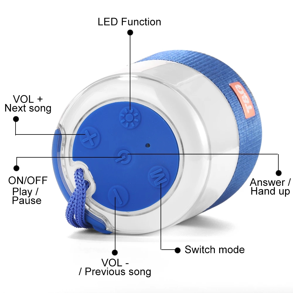 2021 High quality Flash LED Light Portable Bluetooth Speakers Waterproof Small Soundbar Support Bluetooth Accessories