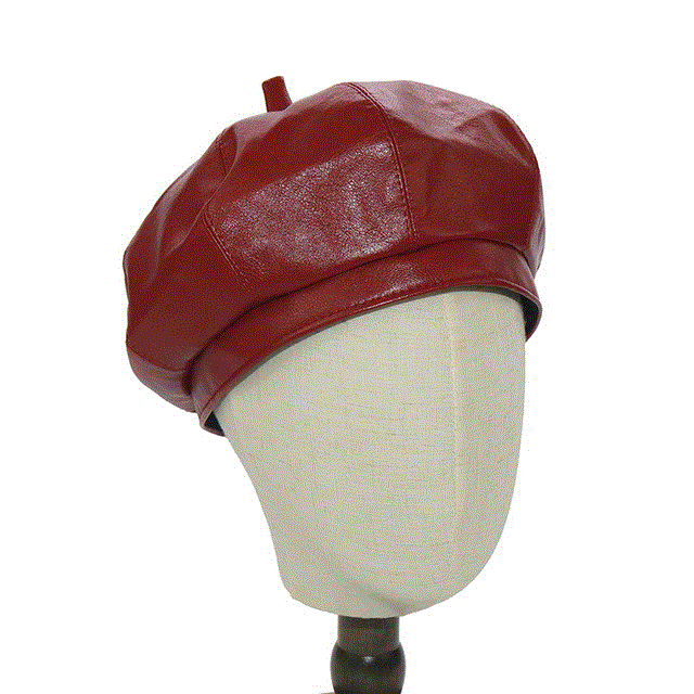 2021 High quality Fashion Women PU leather Berets Ladies Black Flat Beret Hat Autumn Winter Artist Hats Wholesale