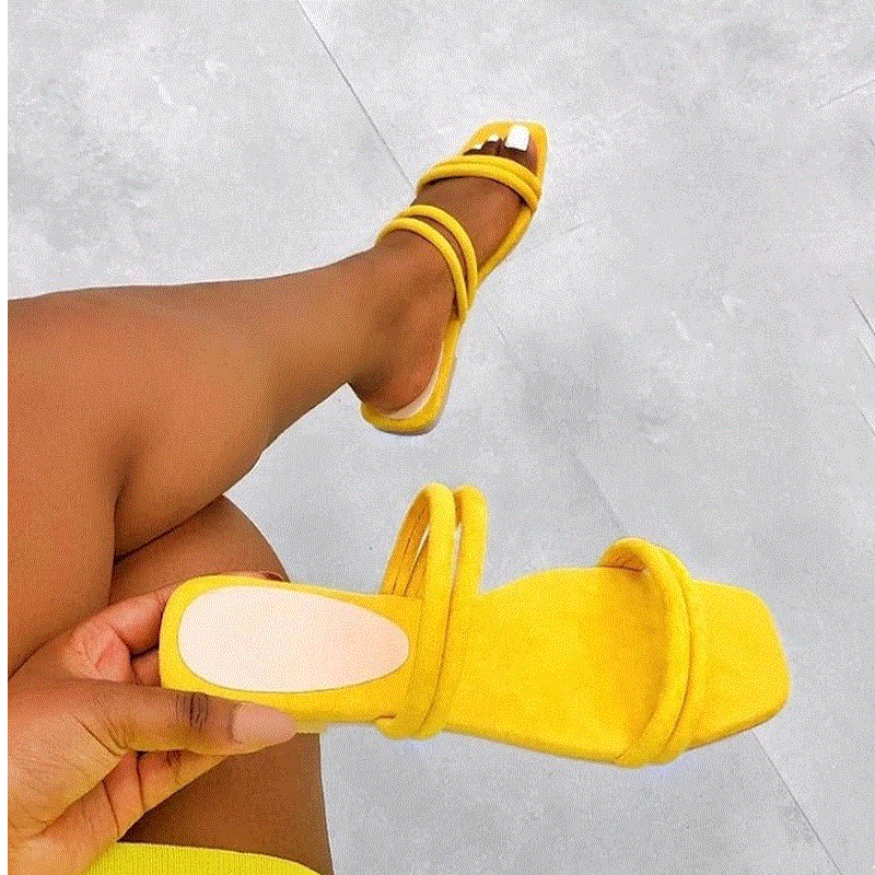 2021 High quality Woman Square Toe Slippers New Women's Flats Summer Women Slides Ladies Shoes Plus Size 42