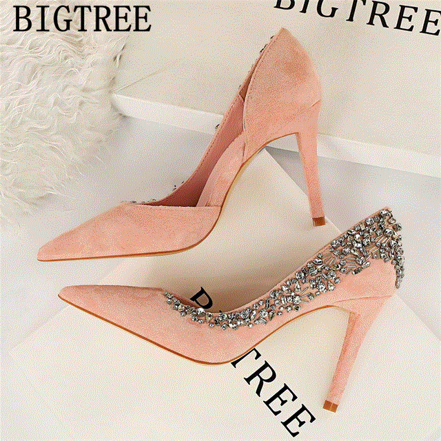2021 High quality Red Heels Rhinestone Heels Extreme High Heels Pumps Women Shoes Bridal Shoes Designer Shoes