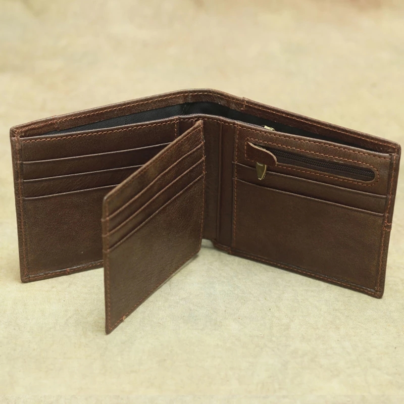 2021 High quality Men Wallet Credit Business Card Holders Vintage Brown Leather Wallet Purses Dropshipping