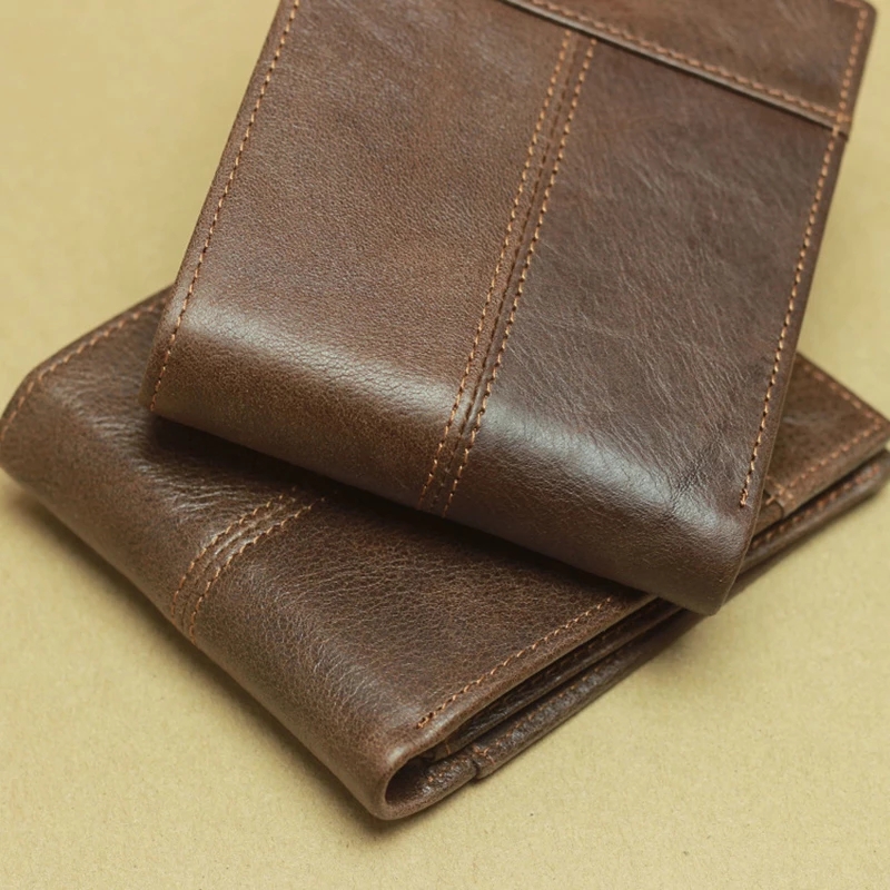 2021 High quality Men Wallet Credit Business Card Holders Vintage Brown Leather Wallet Purses Dropshipping