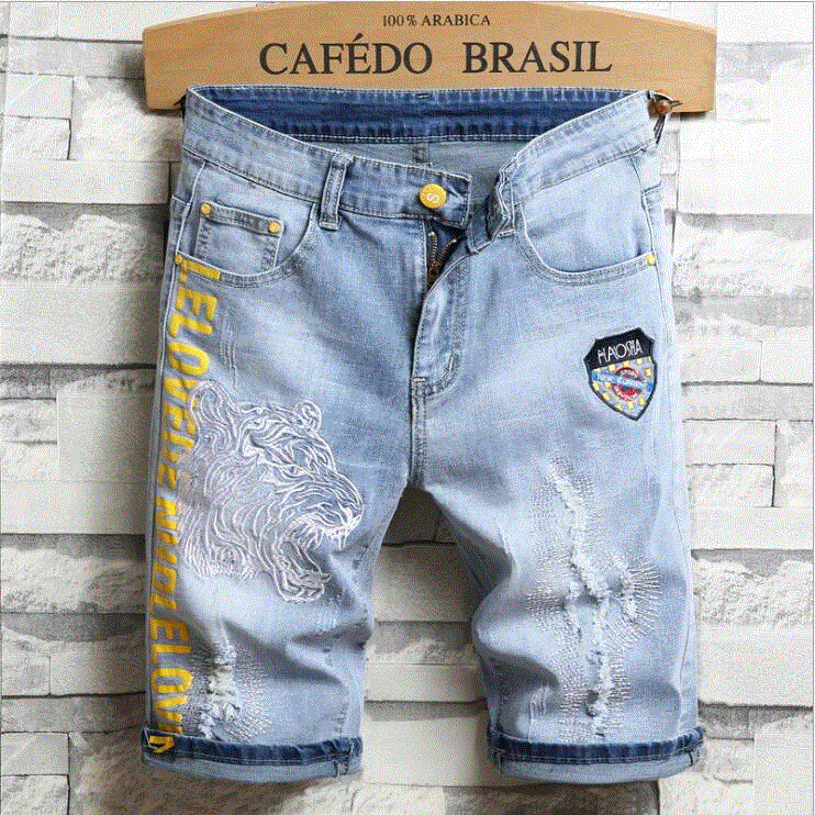 2021 High quality Men Denim Jeasn Straight Slim Fit Jeans Pants Good Quality Men Ripped Jeans