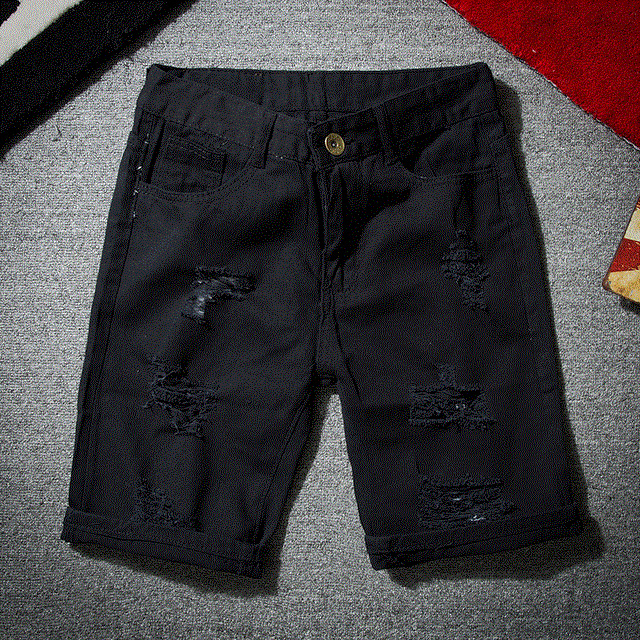 2021 High quality Men White Denim Shorts New Summer Men Holes Short Jeans Men Cotton  Shorts