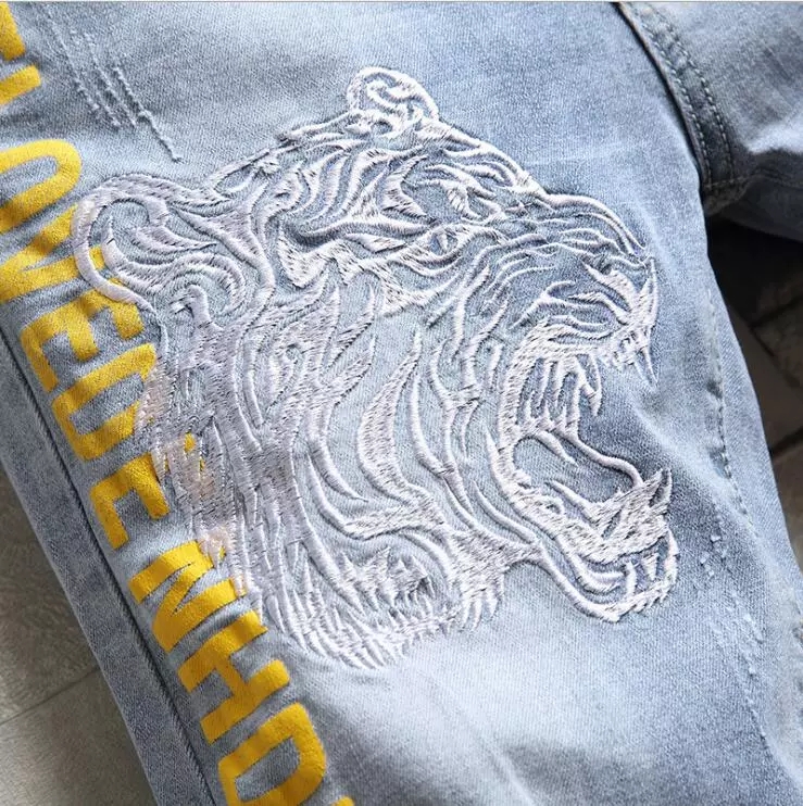2021 High quality Men Denim Jeasn Straight Slim Fit Jeans Pants Good Quality Men Ripped Jeans