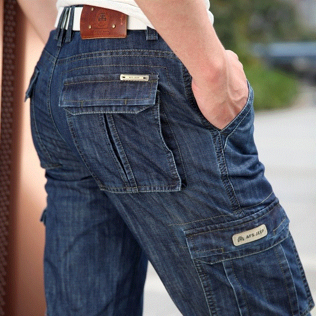 2021 High quality Casual Military Multi-pocket Jeans Male Clothes  New High Quality
