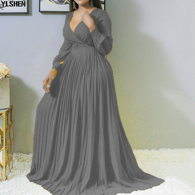 2021 High quality Women Dashiki Plus Size Pleated Long Maxi Dress Party Robe Africaine Femme Clothes African Dress 5X