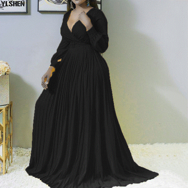 2021 High quality Women Dashiki Plus Size Pleated Long Maxi Dress Party Robe Africaine Femme Clothes African Dress 5X