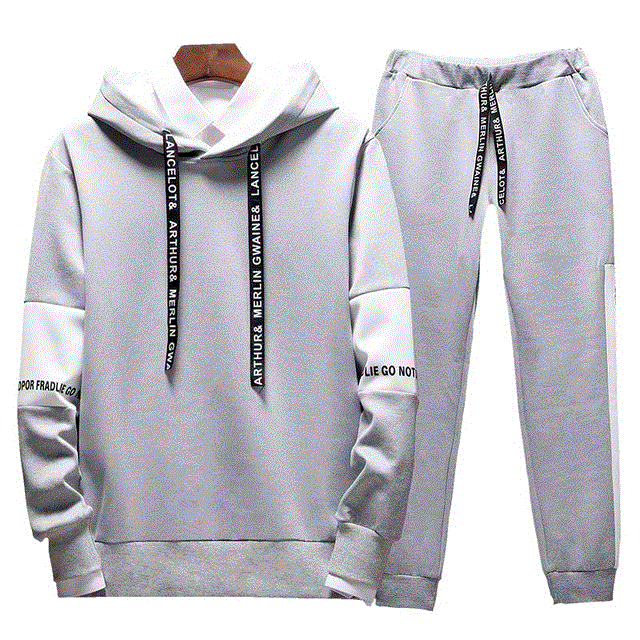 Men&apos;s Casual Sweatshirts Pullover Men tracksuit Hoodies Two Piece+Pants Sport Shirts Autumn  Set