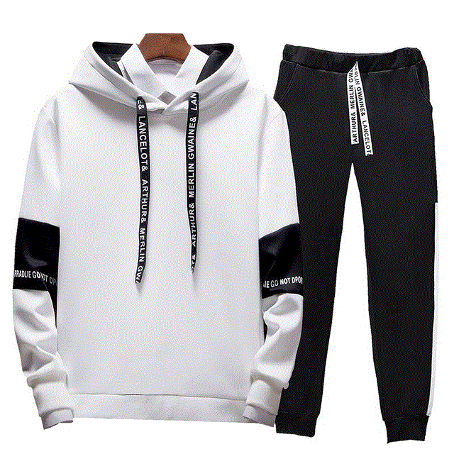 Men&apos;s Casual Sweatshirts Pullover Men tracksuit Hoodies Two Piece+Pants Sport Shirts Autumn  Set