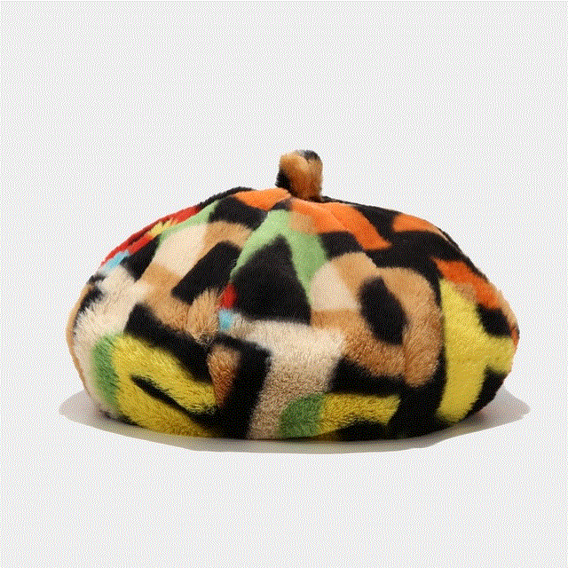 2021 High quality Fur Beret French Hat Fashion Graffiti Rainbow Letter Octagonal Hat Lady Girls  Hats for Women