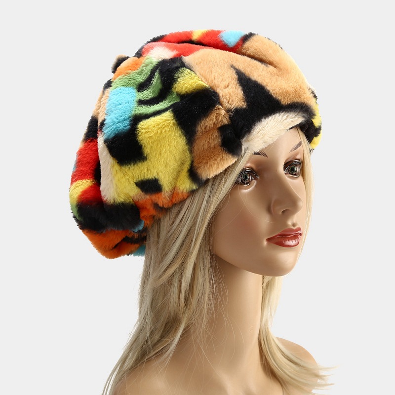 2021 High quality Fur Beret French Hat Fashion Graffiti Rainbow Letter Octagonal Hat Lady Girls  Hats for Women