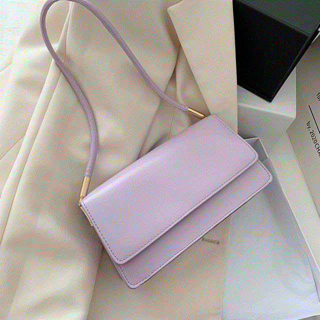 2021 High quality Soft PU Leather Baguette Shoulder Bags For Women Simple Armpit Bag Lady Solid Color Handbags