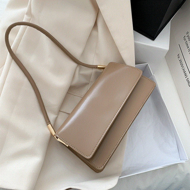 2021 High quality Soft PU Leather Baguette Shoulder Bags For Women Simple Armpit Bag Lady Solid Color Handbags