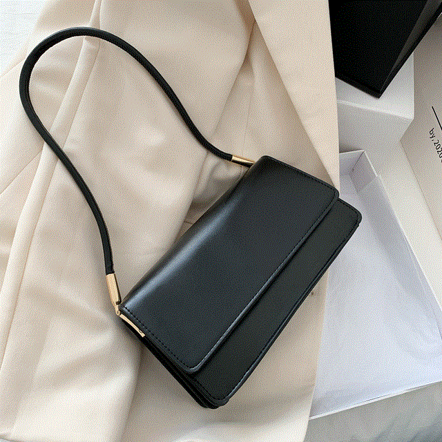 2021 High quality Soft PU Leather Baguette Shoulder Bags For Women Simple Armpit Bag Lady Solid Color Handbags