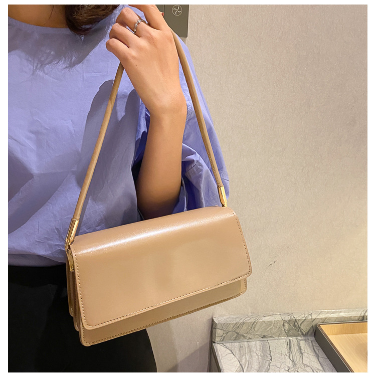 2021 High quality Soft PU Leather Baguette Shoulder Bags For Women Simple Armpit Bag Lady Solid Color Handbags